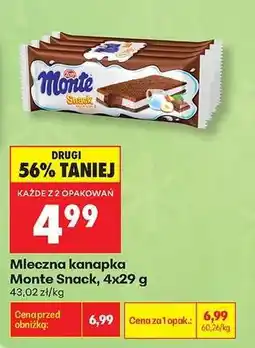 Biedronka Mleczna kanapka Monte Snack 4x29 g oferta
