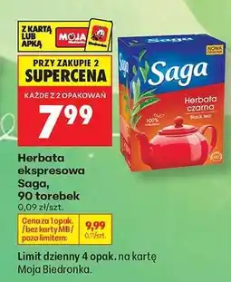 Biedronka Herbata ekspresowa Saga, 90 torebek oferta