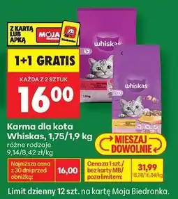 Biedronka Karma dla kota Whiskas, 1,75 - 1,9 kg oferta