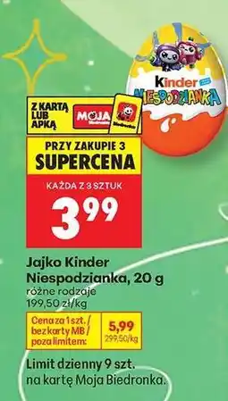 Biedronka Jajko Kinder Niespodzianka 20 g oferta
