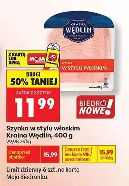 Biedronka Szynka w stylu włoskim Kraina Wędlin 400 g oferta