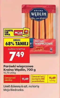 Biedronka Parówki wieprzowe Kraina Wędlin 700 g oferta