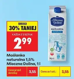 Biedronka Maślanka naturalna 1,5% Mleczna Dolina, 1 l oferta