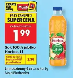 Biedronka Sok 100% jabłko Hortex, 1 l oferta