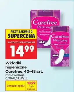 Biedronka Wkładki higieniczne Carefree, 40-48 szt oferta