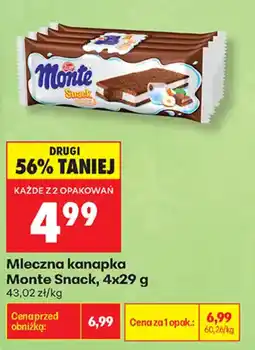 Biedronka Mleczna kanapka Monte Snack oferta