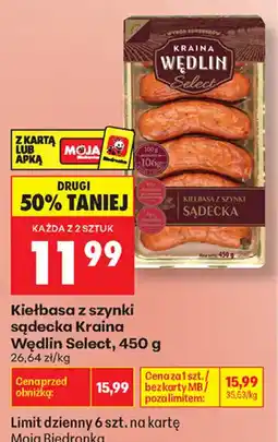 Biedronka Kiełbasa z szynki sądecka Kraina Wędlin Select oferta