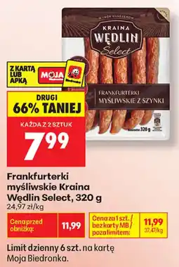 Biedronka Frankfurterki myśliwskie Kraina Wędlin Select oferta