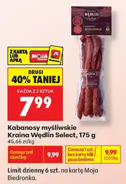 Biedronka Kabanosy myśliwskie Kraina Wędlin Select oferta