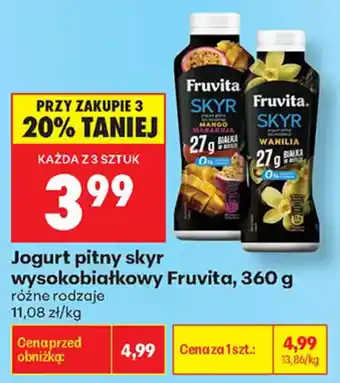 Jogurt pitny skyr wysokobiałkowy Fruvita