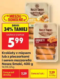 Biedronka Krokiety z mięsem lub z pieczarkami i serem mozzarella Nasze Smaki oferta