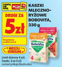 Biedronka Kaszkę mleczno-ryżowe BoboVita oferta