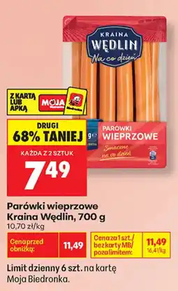Biedronka Parówki wieprzowe Kraina Wędlin oferta