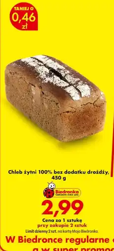 Biedronka Chleb żytni 100% bez dodatku drożdży oferta