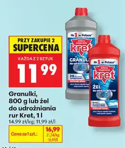 Biedronka Granulki lub żel do udrożniania rur Kret oferta