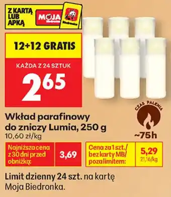 Wkład parafinowy do zniczy Lumia