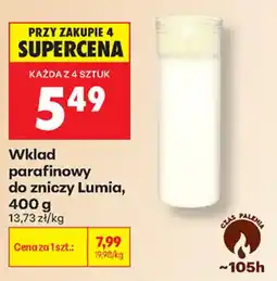 Biedronka Wkład parafinowy do zniczy Lumia oferta