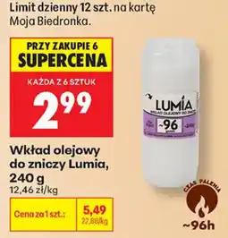 Biedronka Wkład olejowy do zniczy Lumia oferta