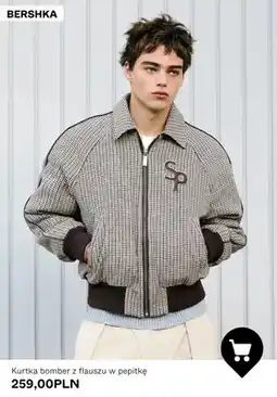 Bershka Kurtka bomber z flauszu w pepitkę Bershka oferta