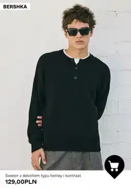 Bershka Sweter z dekoltem typu henley i kontrast Bershka oferta