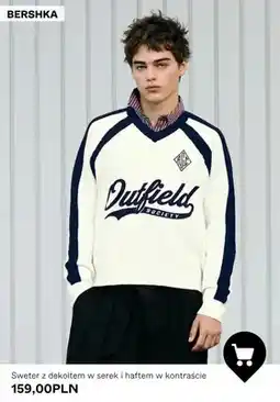 Bershka Sweter z dekoltem w serek i haftem w kontraście Bershka oferta