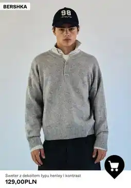 Bershka Sweter z dekoltem typu henley i kontrast Bershka oferta