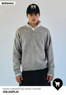 Sweter z dekoltem typu henley i kontrast Bershka