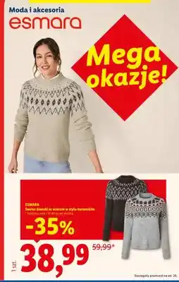 Lidl Sweter damski ze wzorem w stylu norweskim Esmara oferta