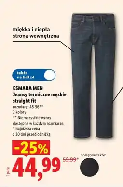 Lidl Jeansy termiczne męskie straight fit oferta