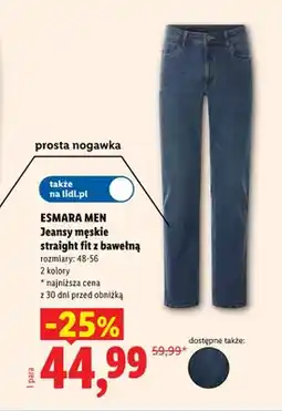 Lidl Jeansy męskie straight fit z bawełną oferta