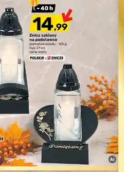 Bricomarche Znicz szklany na podstawce Polskie Znicze oferta