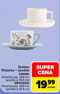 Carrefour Market Zestaw filiżanka + spodek CREMA GRANADA oferta