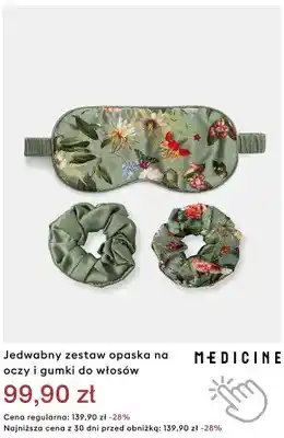 Jedwabny zestaw opaska na oczy i gumki do włosów Medicine