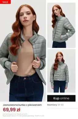 Top Secret Jasnozielona kurtka z pikowaniem oferta