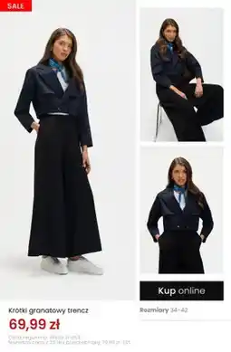 Top Secret Krótki granatowy trencz oferta