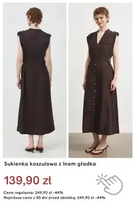 Sukienka koszulowa z lnem gładka