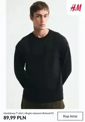 Interlokowy T-shirt z długim rękawem Relaxed Fit H & M