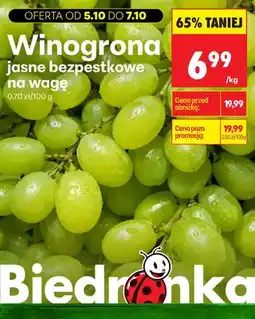 Biedronka Winogrona jasne bezpestkowe oferta