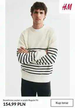 H&M Bawełniany sweter w prążki Regular Fit H & M oferta