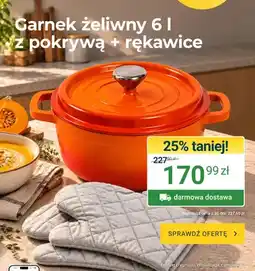 ERLI Garnek żeliwny 6 l z pokrywą + rękawice oferta