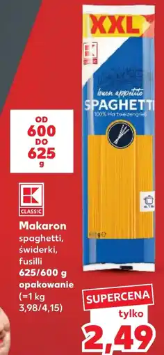 Kaufland Makaron Classic spaghetti, świderki, fusilli oferta
