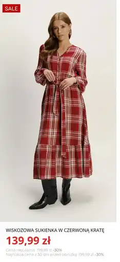 Greenpoint Wiskozowa Sukienka W Czerwoną Kratę oferta