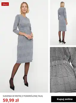 Greenpoint Sukienka w kratkę z podkreślą talią oferta