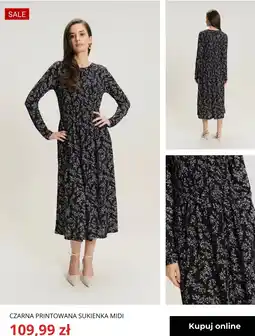 Greenpoint Czarna Printowana Sukienka Midi oferta