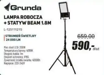Grunda Lampa robocza + statyw Beam 1.8M