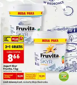 Biedronka Jogurt Skyr naturalny Fruvita oferta