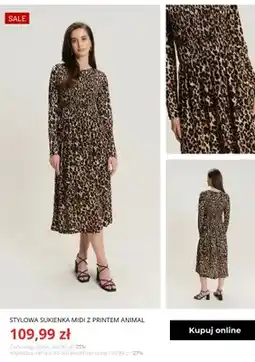 Greenpoint Stylowa sukienka midi z printem animal Greenpoint oferta
