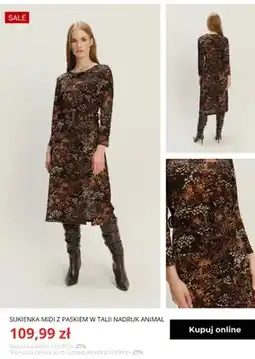 Greenpoint Sukienka midi z paskiem w talii nadruk animal Greenpoint oferta