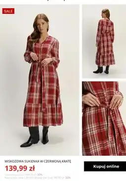 Greenpoint Wiskozowa sukienka w czerwoną kratę Greenpoint oferta