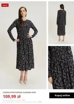 Greenpoint Czarna printowana sukienka midi Greenpoint oferta